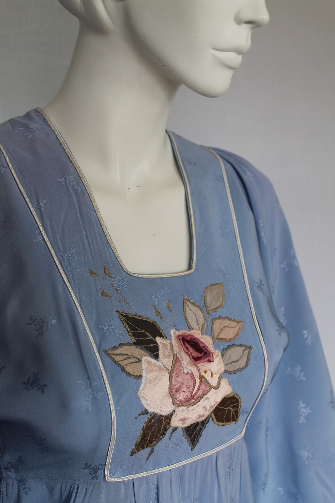 1960s Blue Dress with Embroidered Jacket