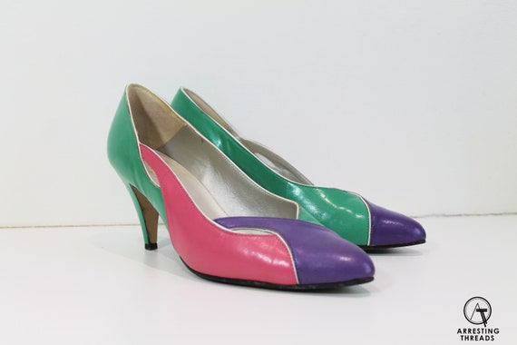 purple and green heels