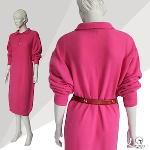 Vintage Pink Angora Lammwolle Pullover Kleid - 1980s Italienisches Strickkleid