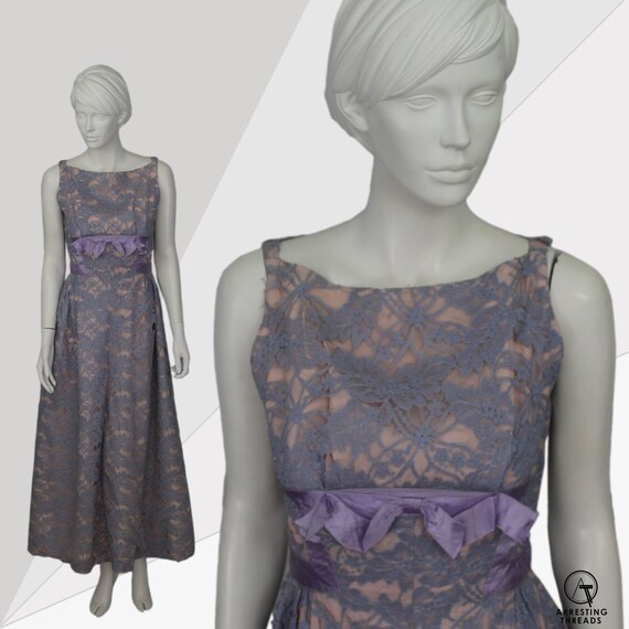 Vintage Lilac Lace Dress, 1940s Dress, Violet Dre… - image 10