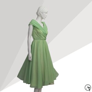 1950s Pistachio Green Prom Dress, Cape Sailor Back Vintage Dress, Cross  Shawl Collar, Sleeveless, Garden Party, Wedding, Size UK 8, US 4, - Etsy