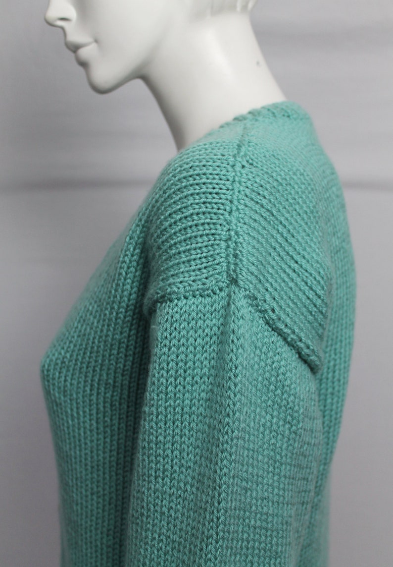 Mint Green Wool Handknitted Cardigan, Bobble Detail Cardigan, Long Cardigan, Vintage Green Knit, Light Green, Pastel, Spring, image 4