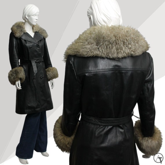 Vintage 60s Black Leather Shearling Coat: Spinney Mod Jacket - Etsy