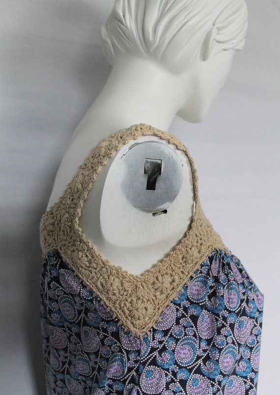 70s Cotton Tent Dress, 70s Cotton Crochet Dress, … - image 7