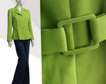 Lime Green 90s Blazer, Side Buckle Detailing, Colour Pop