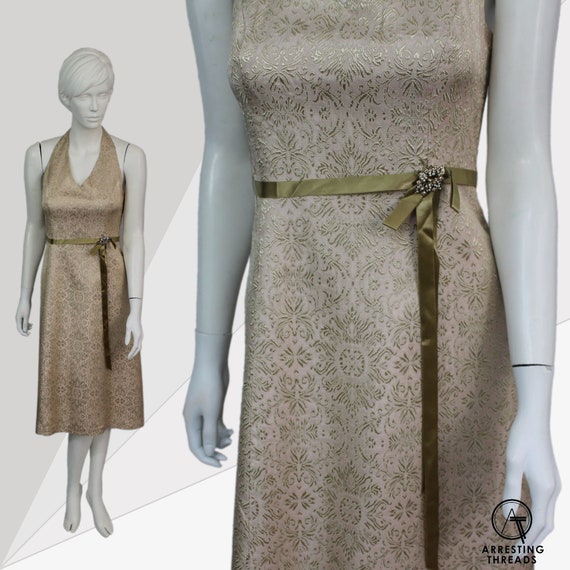 Champagne Gold Bridesmaid Dress, Vtg Davids Bridal