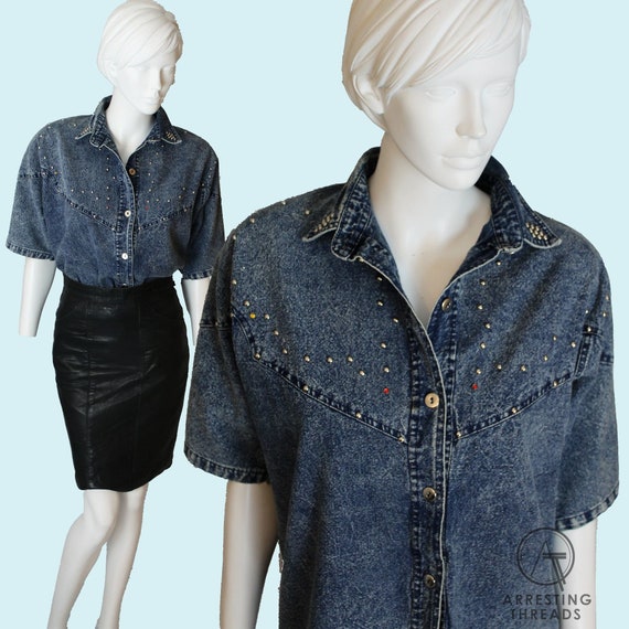 denim and rhinestone clothing