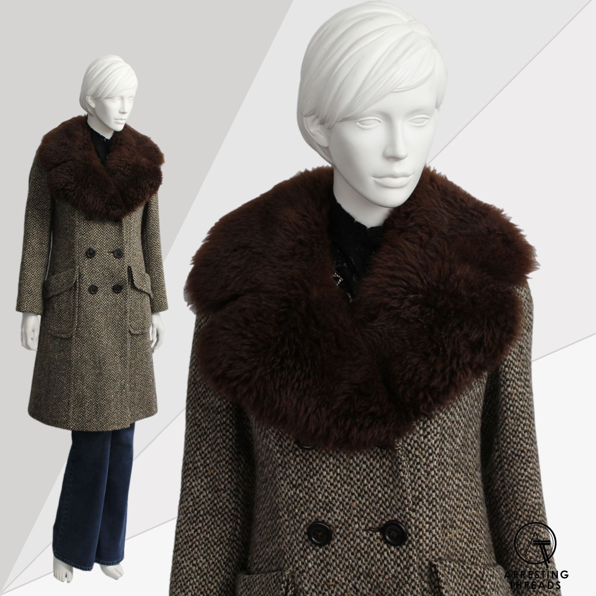 70s Faux Fur Collar Coat, 1970s Vintage Coat, Finnish Coat