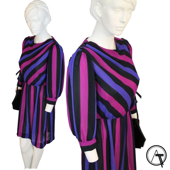 pink and purple striped dress
