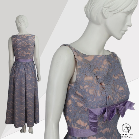 Vintage Lilac Lace Dress, 1940s Dress, Violet Dre… - image 1