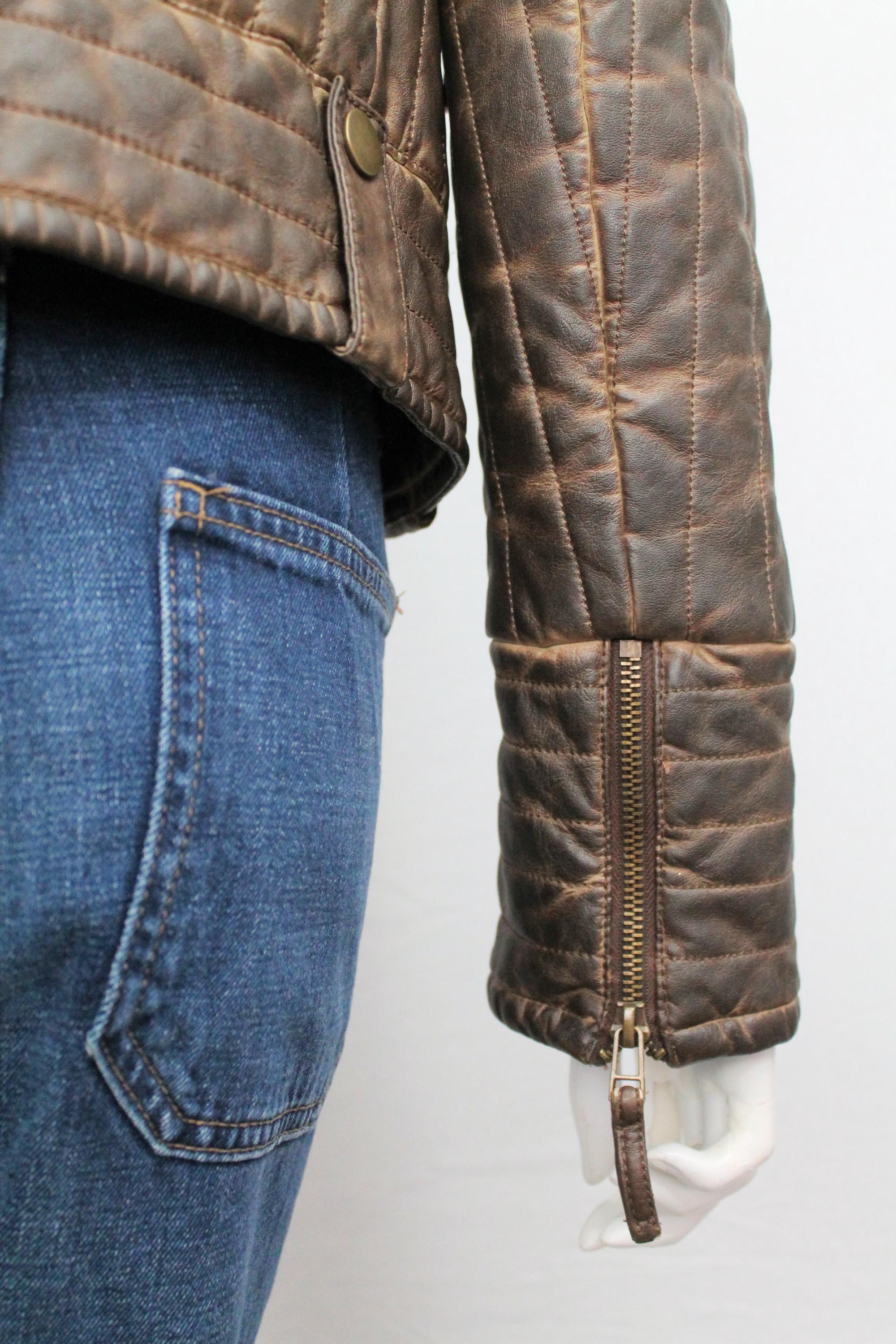 GUESS Faux Leather Aviator Jacket: Distressed Brown, Faux Fur