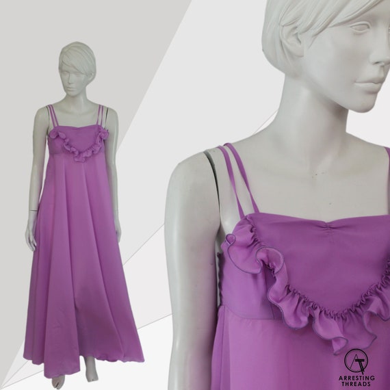 Long Vintage Purple Dress, Lilac Dress, Vintage R… - image 10