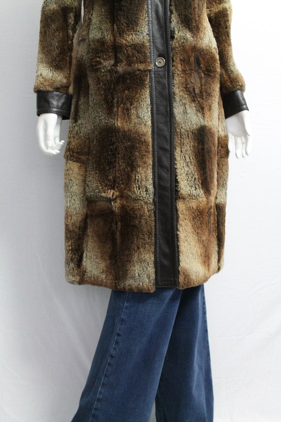 80s HUGO BOSS Rabbit Fur Jacket, Vintage Brown Lo… - image 3