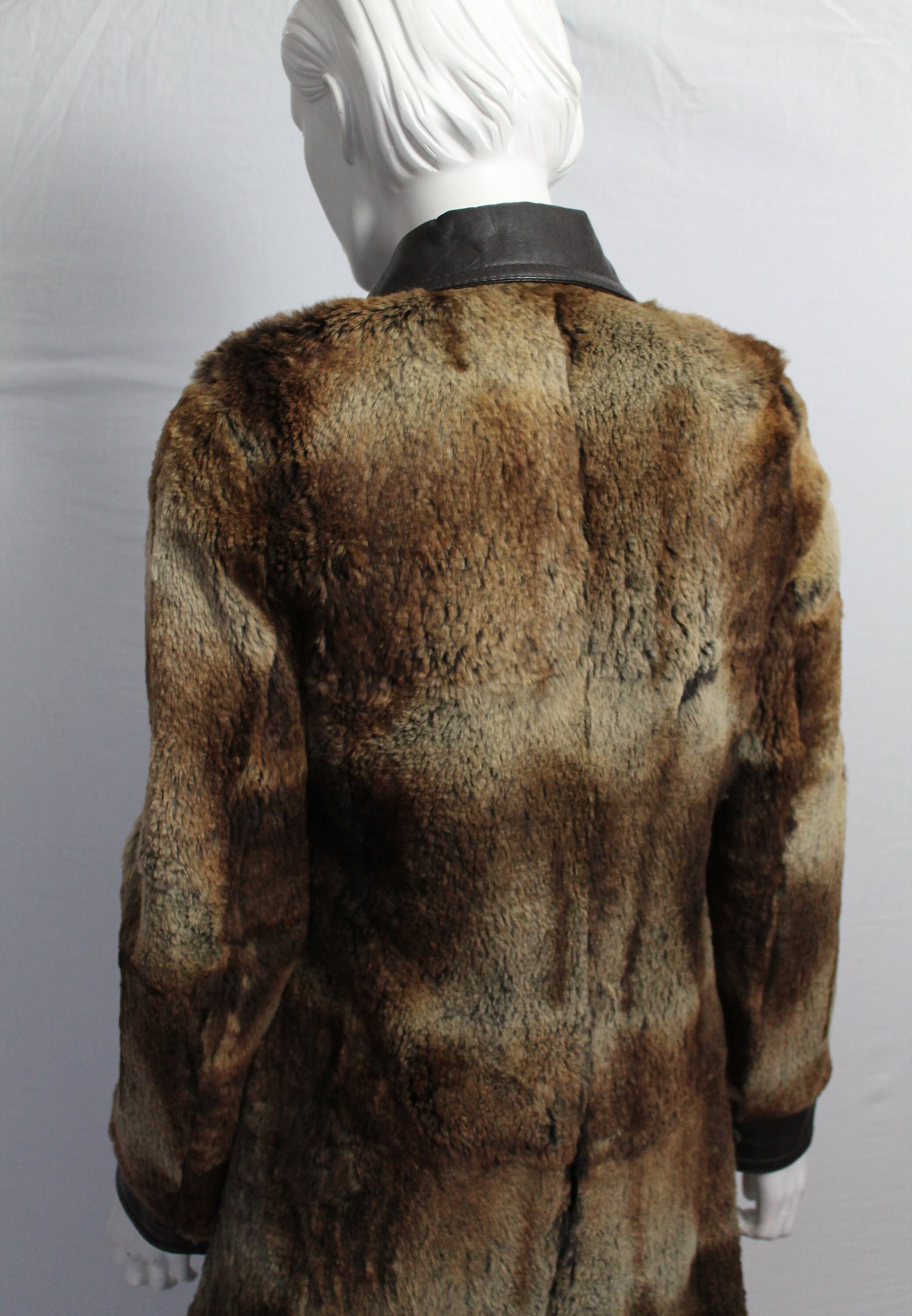 80s HUGO BOSS Rabbit Fur Jacket, Vintage Brown Long Fur Coat 80s HUGO BOSS Rabbit Fur Jacket, Vintage Brown Long Fur Coat