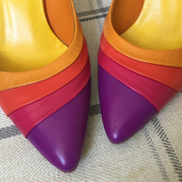 EU 37 cut out vintage shoes purple/red/orange Shellys UK 4