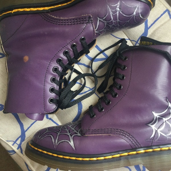 UK 4 Dr Martens purple and silver customised vintage boots US 6 made in England Doc Martins