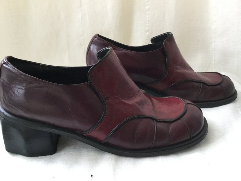 US 8 Burgundy loafers* U.K 6 EU 39 by Shelly\u2019s of London two tone red