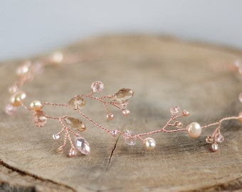 Bridal rose gold hair vine Wedding accessory Crystal hair vine Bridal tiara rose gold Bridesmaid hairpiece Sparkle hair vine Flower girl