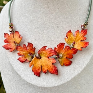 Autumn Leaf Statement Necklace, Woodland Nature Inspired Jewelry, Fall Season Accessory For Women, Maple Leaves Gift, Forest-Inspired Looks