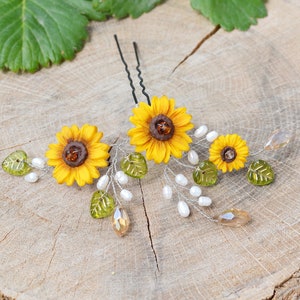 Sunflower hair pin Wedding hair pin Bridal hear piece Sunflower wedding Autumn hair pin Bridal headpiece Hair pin bridesmaid Flower hair