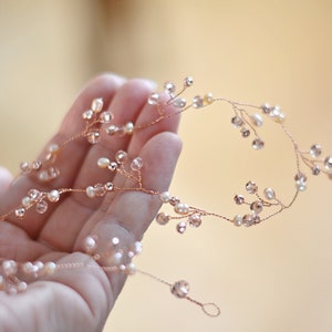 Rose gold bridal hair vine Wedding pearl crystal hair accessory Bridal hair piece rose gold Headpiece crystal Bridal shower Hair bridesmaids