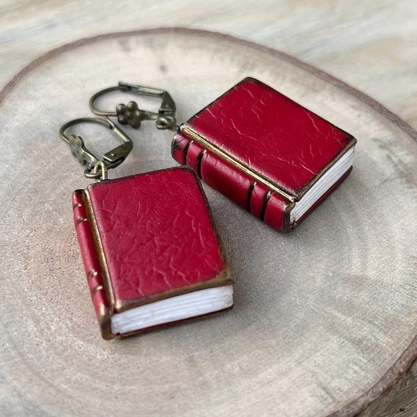 Miniature book earrings Mini book earrings Mini books jewelry gift Reader earrings Book lovers gift Book lover jewelry Back to school gift