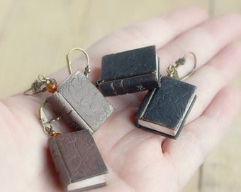 Mini book earrings Book jewelry Miniature books Gift book earrings Book lover gift Literary jewelry gift Bookish earrings Librarian gift