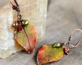 Autumn leaf earrings Autumn jewelry Fall leaves jewelry Woodland earrings Fall wedding jewelry Gift for women Gift for her Autumn colors