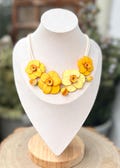 Yellow bib necklace Floral jewelry Statement flowers jewelry wedding Gift women floral necklace Spring wedding jewelry Daffodil necklace