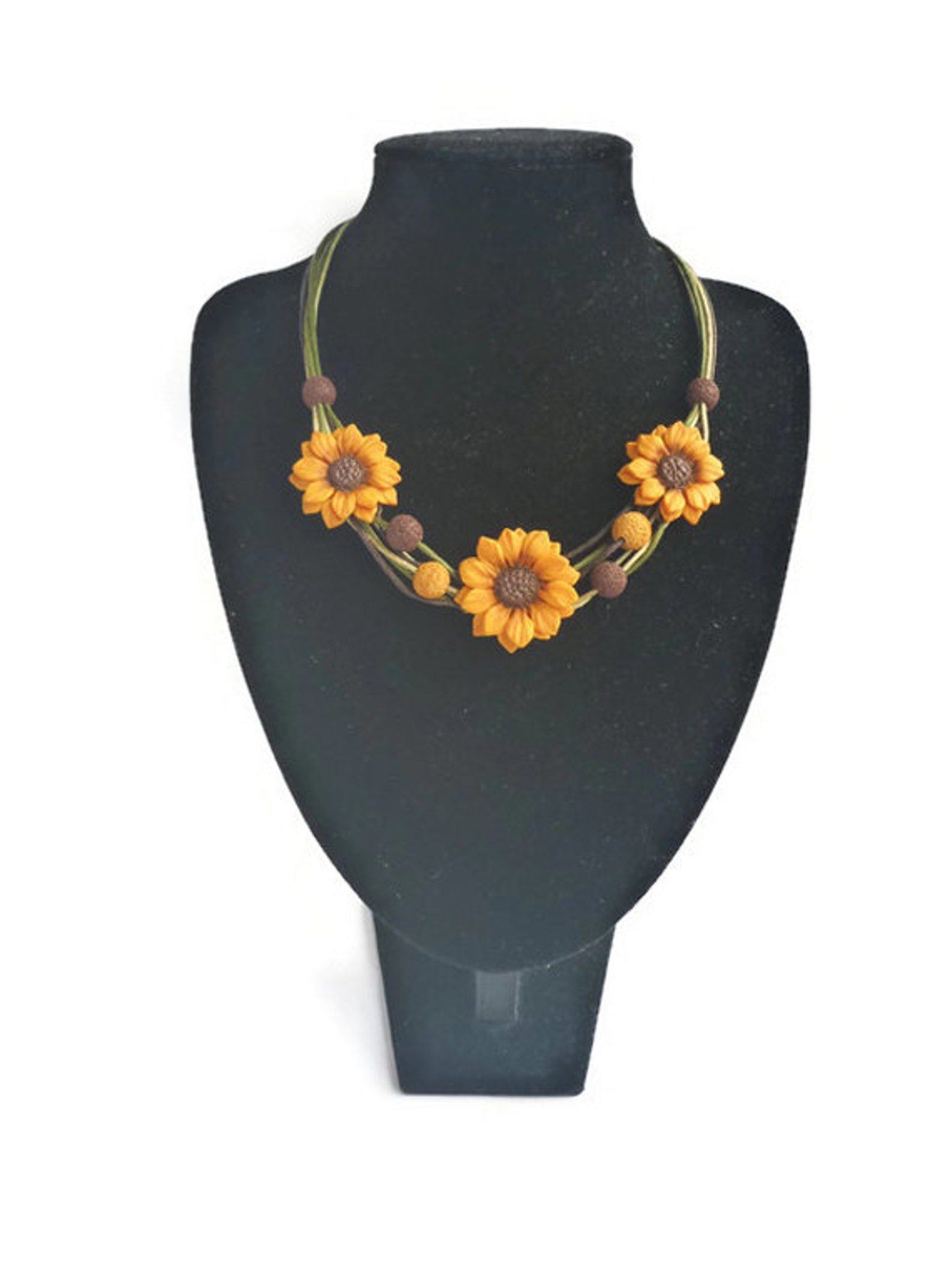 Sunflower Necklace Sunflower Jewelry Flower Necklace Yellow Etsy