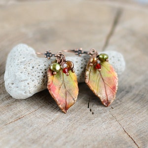 Autumn leaf earrings Autumn jewelry Fall leaves jewelry Woodland earrings Fall wedding jewelry Gift for women Gift for her Autumn colors image 4