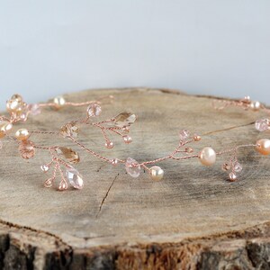 Bridal rose gold hair vine Wedding accessory Crystal hair vine Bridal tiara rose gold Bridesmaid hairpiece Sparkle hair vine Flower girl image 4