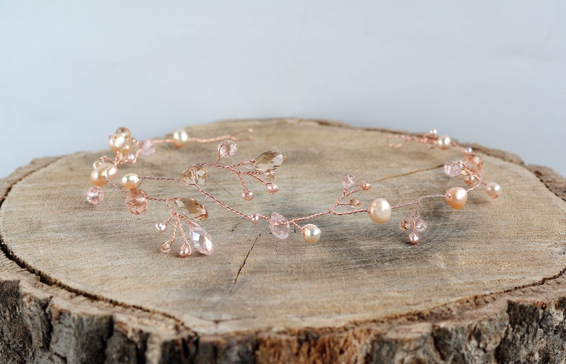 Bridal rose gold hair vine Wedding accessory Crystal hair vine Bridal tiara rose gold Bridesmaid hairpiece Sparkle hair vine Flower girl image 4