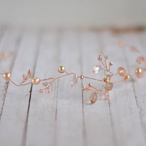 Bridal rose gold hair vine Wedding accessory Crystal hair vine Bridal tiara rose gold Bridesmaid hairpiece Sparkle hair vine Flower girl image 3