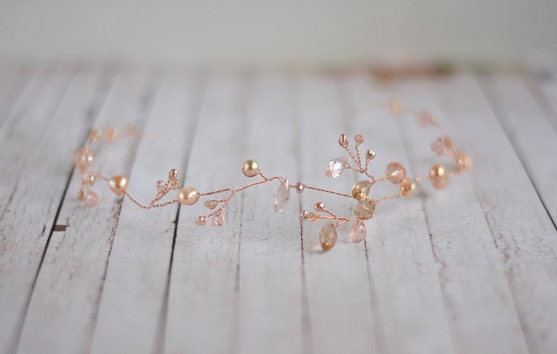 Bridal rose gold hair vine Wedding accessory Crystal hair vine Bridal tiara rose gold Bridesmaid hairpiece Sparkle hair vine Flower girl image 3