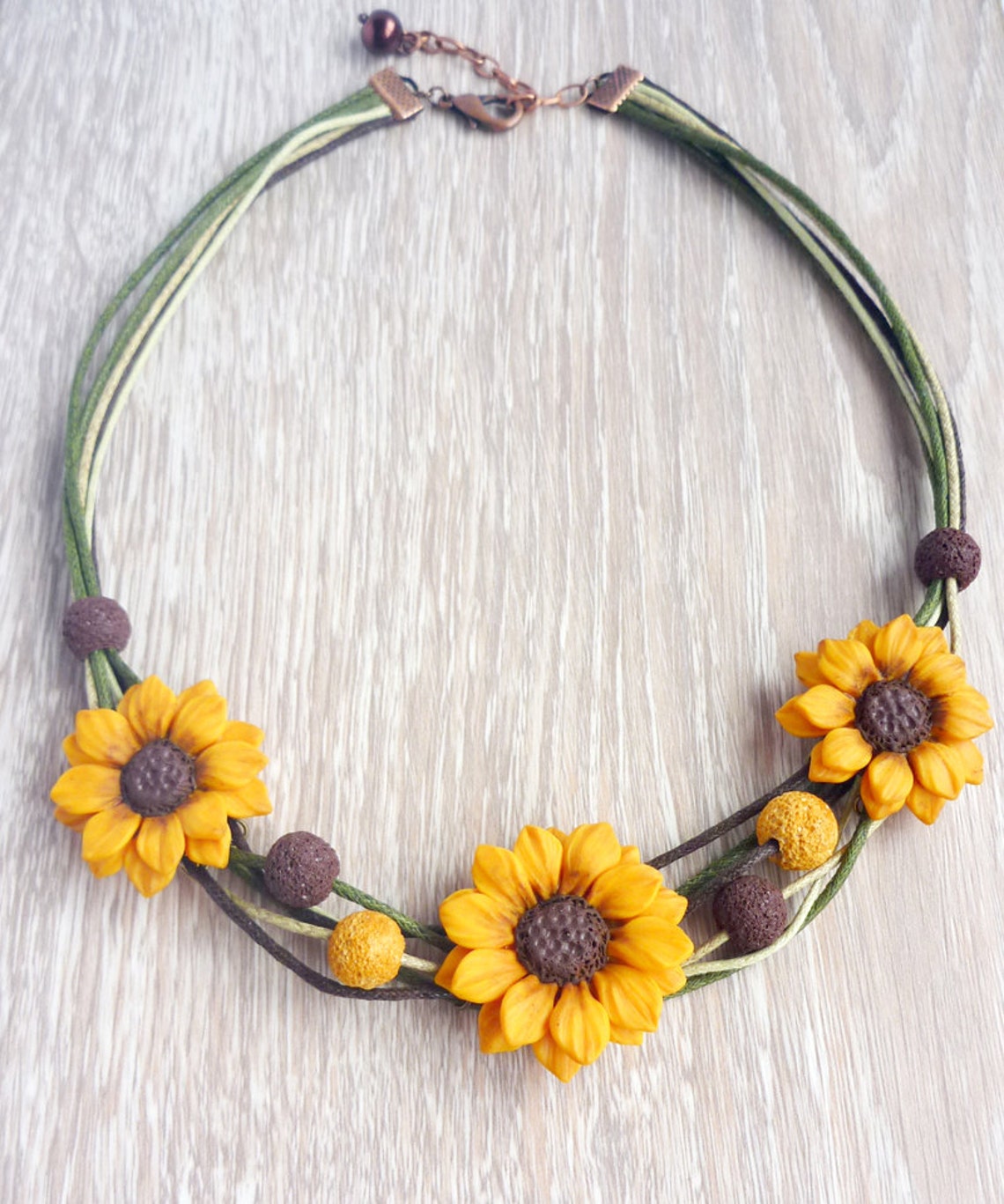 Sunflower Necklace Sunflower Jewelry Flower Necklace Yellow Etsy