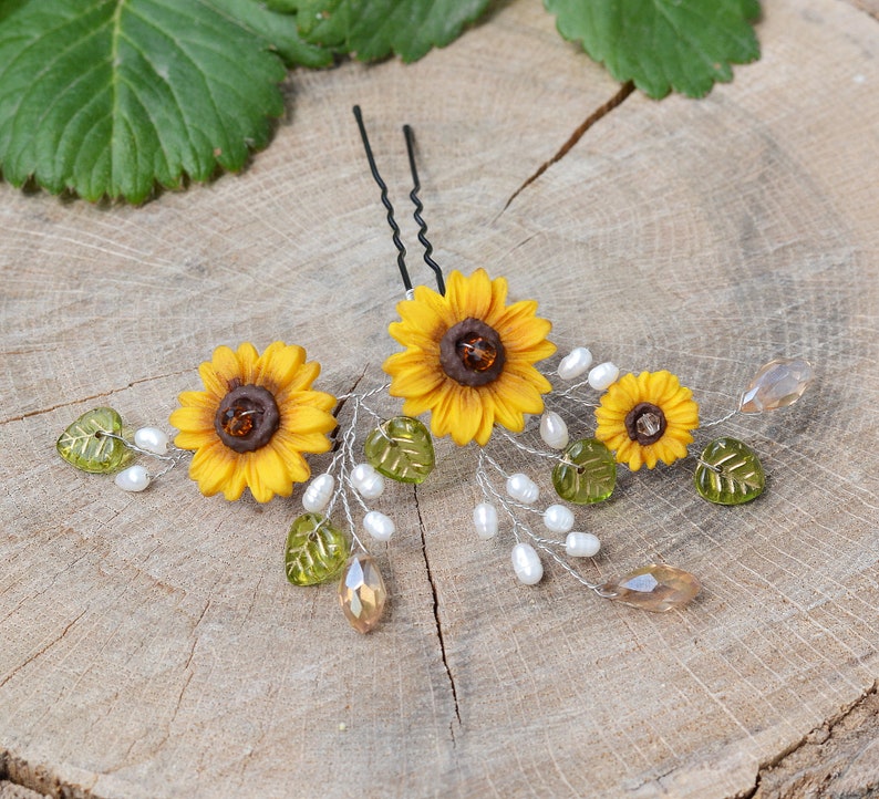 Sunflower Hair Piece Bridal Hair Pin Sunflower Hair Pin Etsy Australia