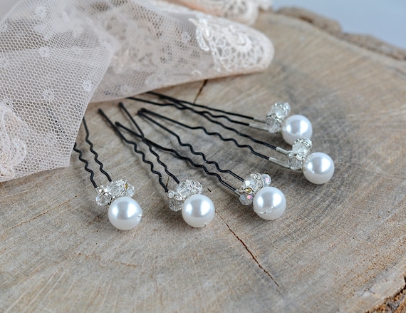 Wedding Pearl Crystal Bridal Hair Pins Bridal Wedding Hair 