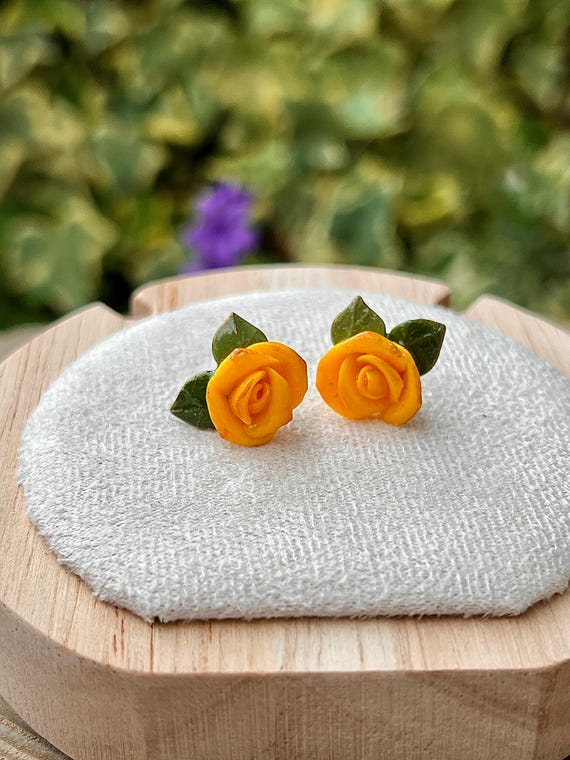 Handcrafted Yellow Flower Stud Earrings - Women Accessories Amazon.com: FeiYeup Irregular Flower Studs Earrings Elegant  main image 2