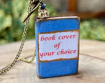 Custom book necklace, Personalized book charm, Custom book cover pendant Personalized gift for writers and Bookworms, Book lovers gift,