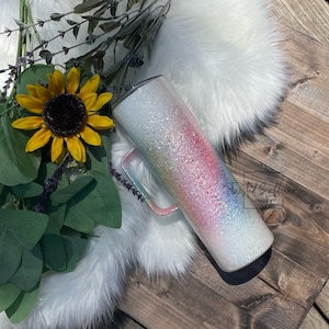 Unicorn Burst Tumbler/Rainbow Opal Glitter/Mommy and Me/Personalized Tumbler/Bridal Party Gifts/Glitter Tumbler