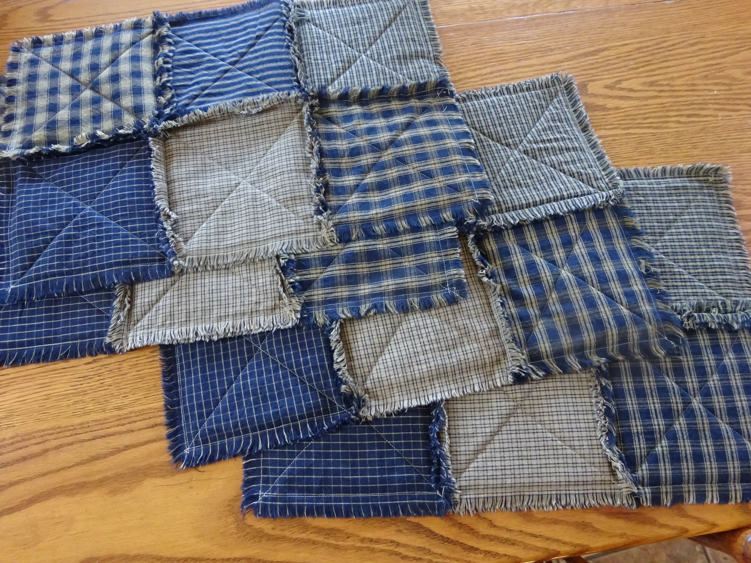 Rag Placemats, Set of 4 Rag Placemats, Table Placemats, Homespun