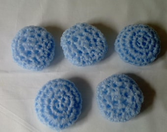 Dish Scrubbies, Nylon Scrubbies, Crocheted Scrubbies, Set of 5 Blue Scrubbies, Pan Scrubbie, Hostess Gift, Scouring Pads, Crocheted Scrubby