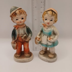 Vintage Boy And Girl Figurines, Made In Japan Figurines, Vintage Collectable Figurines, Boy And Girl Figurines, Mid-century Decor, Vintage
