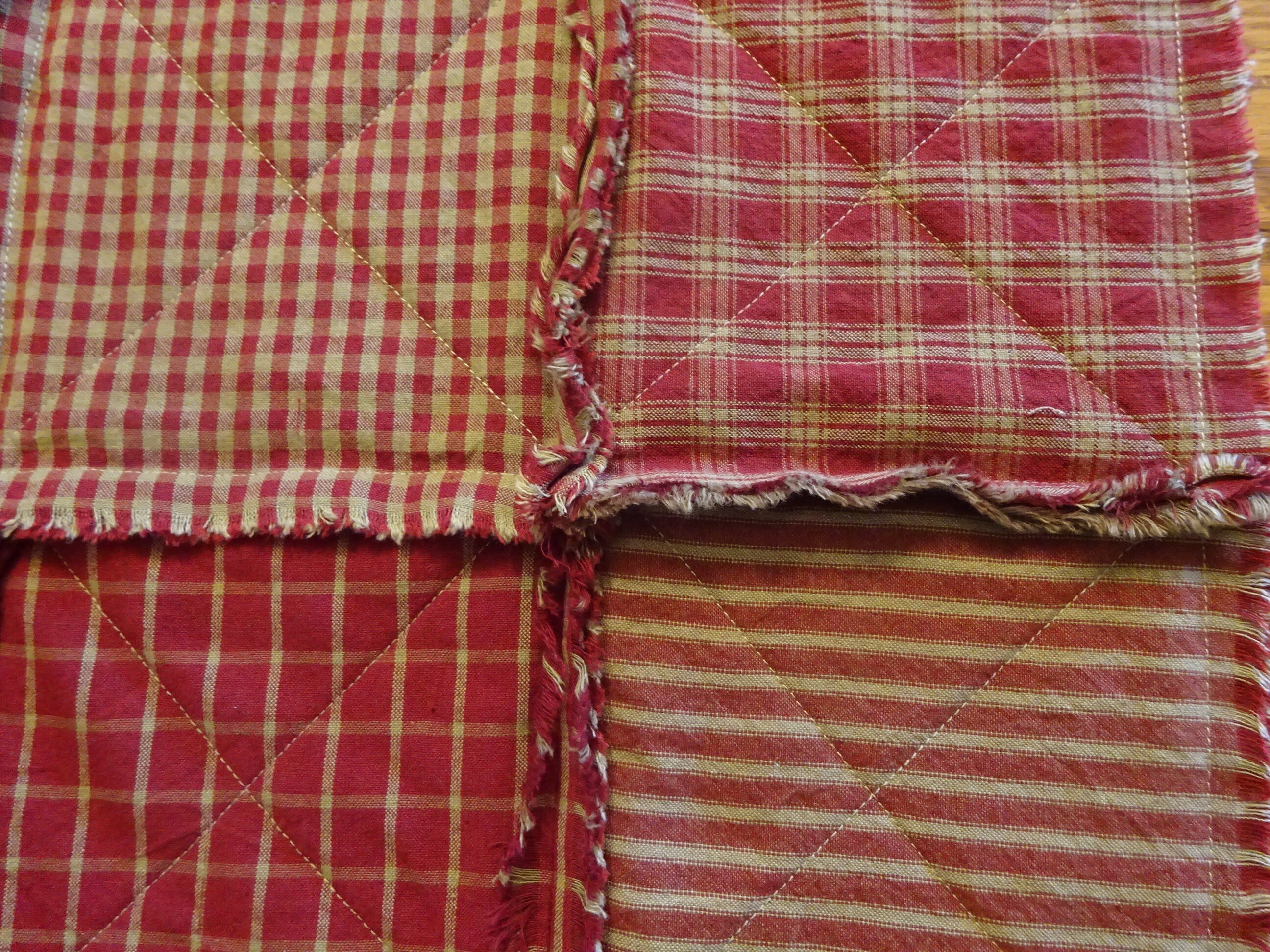 Set Of 6 Red Homespun Rag Placemats Rag Quilt Placemat Set Etsy