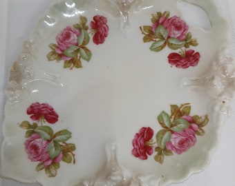 Vintage Germany Rose Candy Dish, Nut Dish, Trinket Dish, Made in Germany Hand Painted Dish, Vintage Iridescent Dish, Mothers Day Gift, Dish