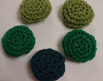 Dish Scrubbies, Nylon Scrubbies, Set Of 5 Scrubbies, Crocheted  Scrubbies , Hostess Gift, Scrubbies,  Crocheted Scrubby, Green Scrubbies