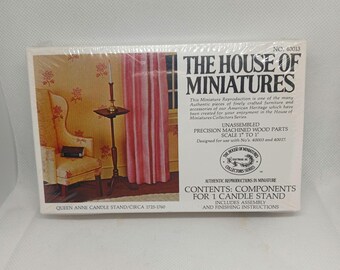 The House Of Miniatures No.40013, 1:12 Scale Queen Anne Candle Stand Kit,Dollhouse Miniatures Furniture Kit, Vintage Dollhouse Furniture Kit