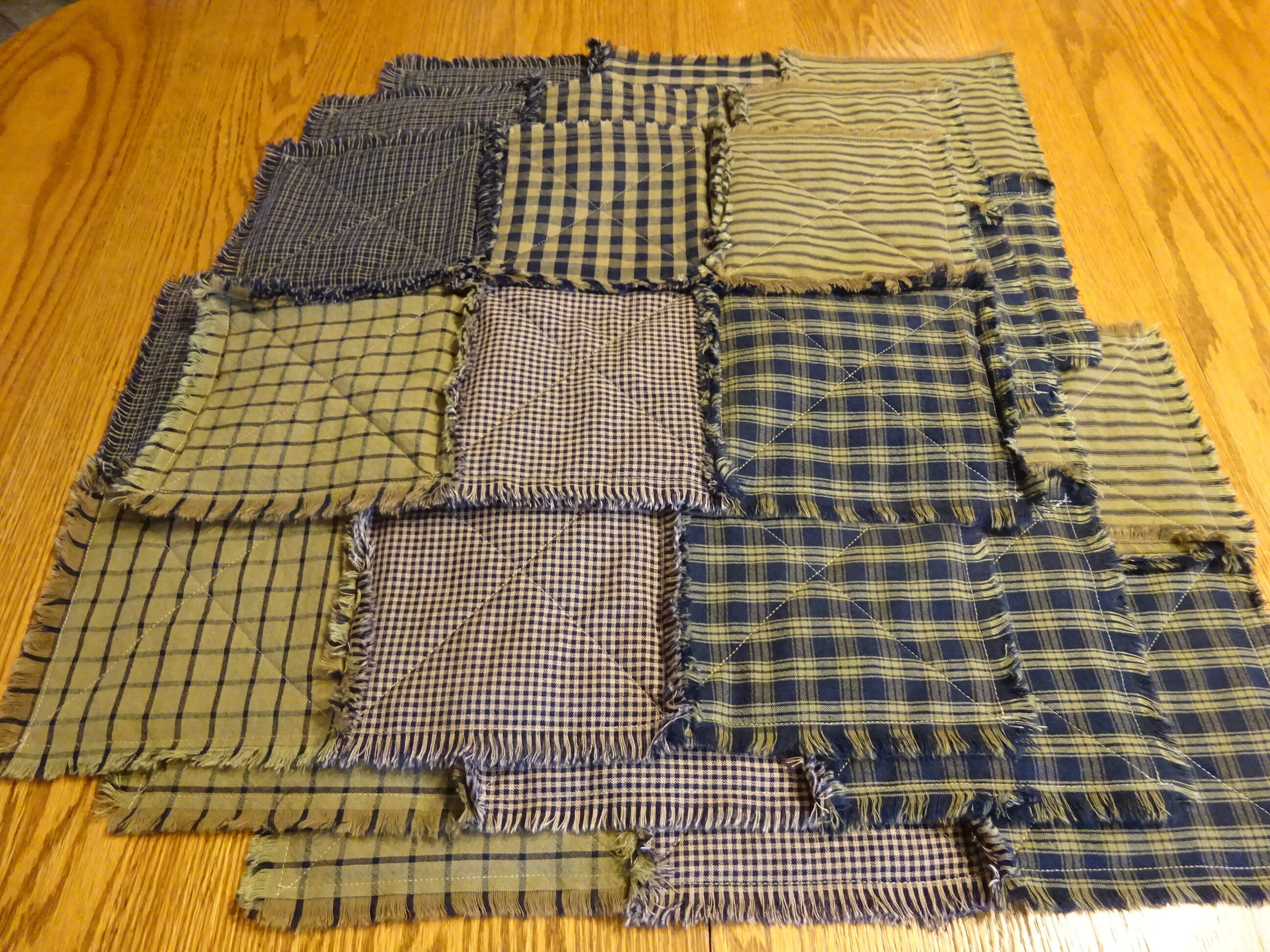 Blue Homespun Placemats 6 Rag Quilt Placemats Table Mats Etsy