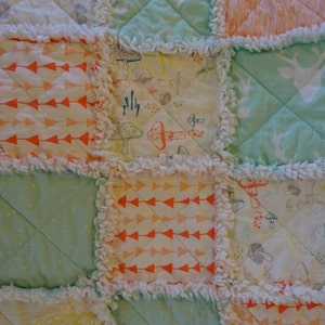 Rag Quilt, Baby Rag Quilt, Gender Neutral Quilt, Woodland Baby Quilt, Deer Rag Quilt, Woodland Nursery, Baby Quilt, Play Mat